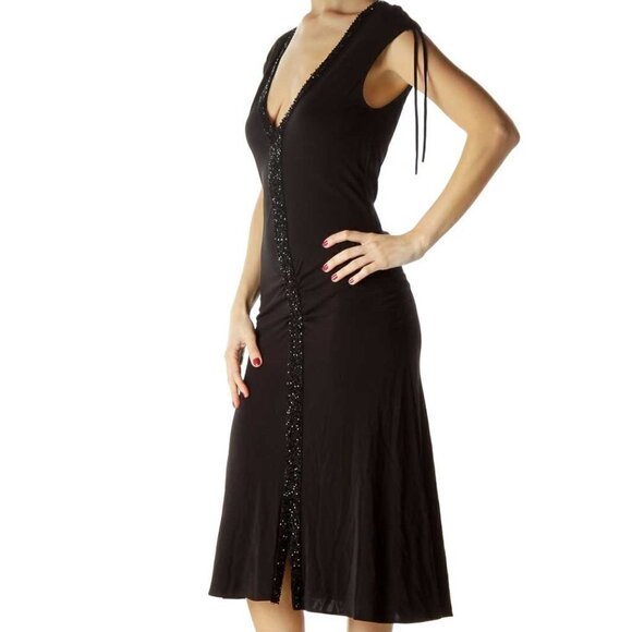 Kenneth Cole Reaction Black Beaded Midi Cocktail Dress - Picture 3 of 3